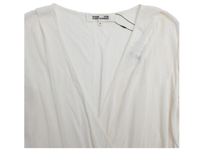 Top de punto estilo wrap de Diane Von Furstenberg en algodón blanco Crudo - vista 5