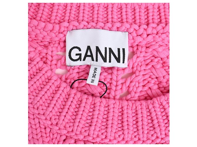 Ganni Logo Strick-Cropped-Weste aus rosa Viskose Pink - Ansicht 4