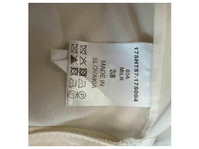 Chloé Bluse aus ivory Seide mit Knopf und Taillenknoten Weiß Roh - Ansicht 5