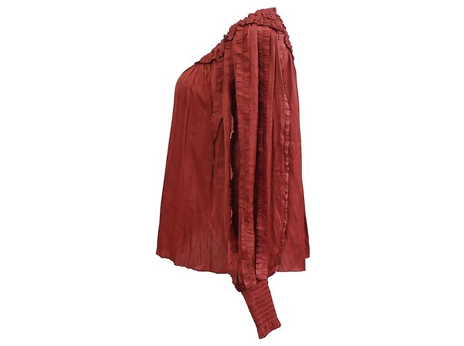 Blusa com babados Mila em poliéster vermelho da Ulla Johnson Bordeaux - vista 2