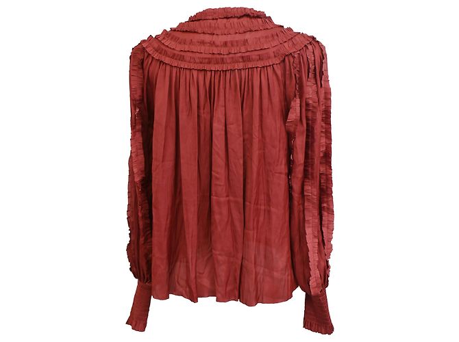 Blusa com babados Mila em poliéster vermelho da Ulla Johnson Bordeaux - vista 3