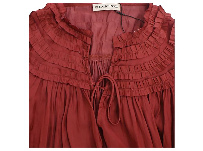 Blusa com babados Mila em poliéster vermelho da Ulla Johnson Bordeaux - vista 5