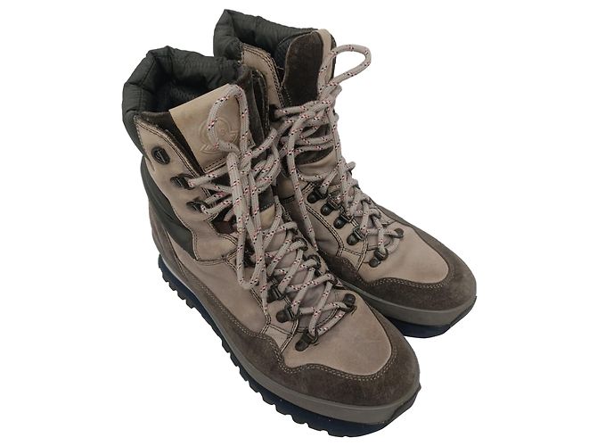 Stivali da trekking con lacci Moncler in pelle e camoscio marrone Rosso - vista 7