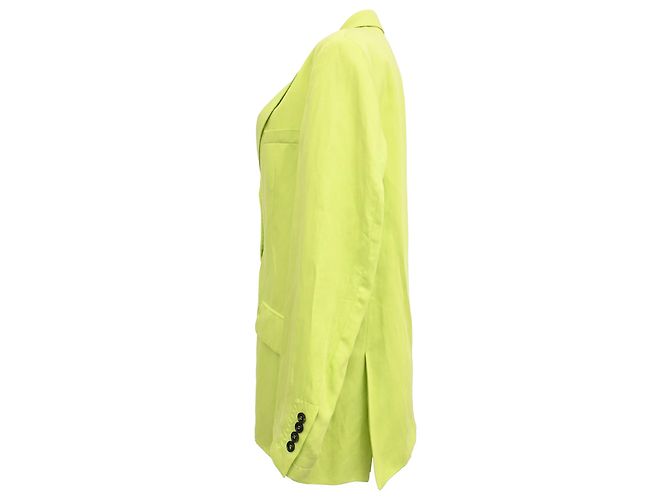 Msgm Blazer monopetto con tasche in lino verde lime - vista 2