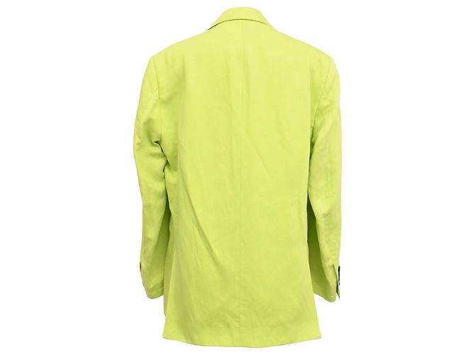 Msgm Blazer monopetto con tasche in lino verde lime - vista 3