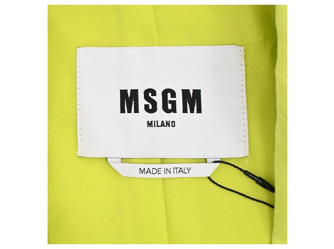 Msgm Blazer monopetto con tasche in lino verde lime - vista 4