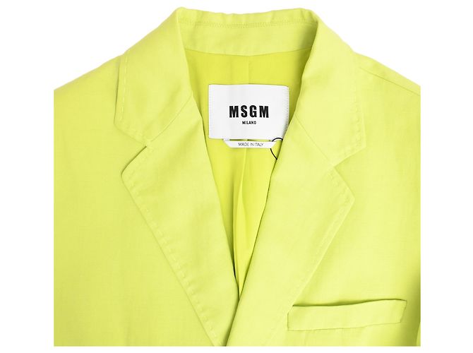 Msgm Blazer monopetto con tasche in lino verde lime - vista 5