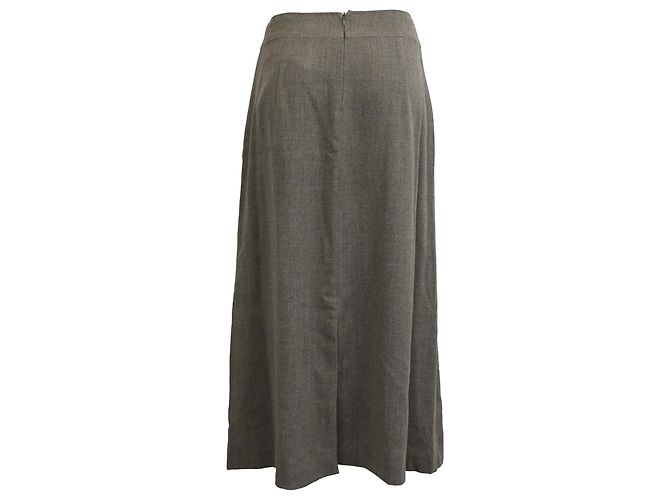 Falda midi recta Max Mara en lana gris - vista 3