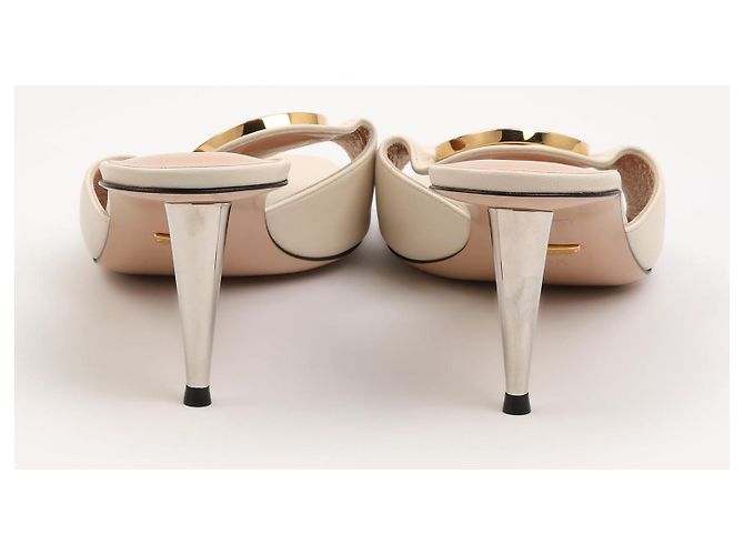 Sandali mules Gucci Blondie in pelle bianca Bianco - vista 2