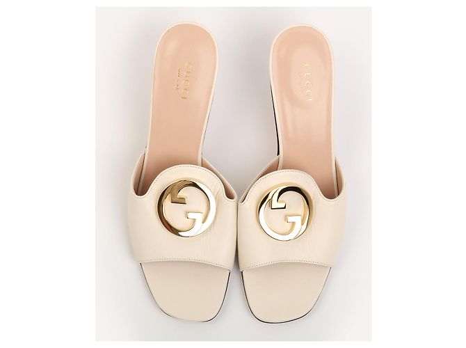 Sandali mules Gucci Blondie in pelle bianca Bianco - vista 4