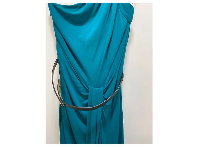 Gucci Ein-Schulter Maxi-Kleid Grün Viskose - Ansicht 2