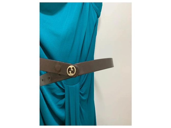 Gucci Ein-Schulter Maxi-Kleid Grün Viskose - Ansicht 3