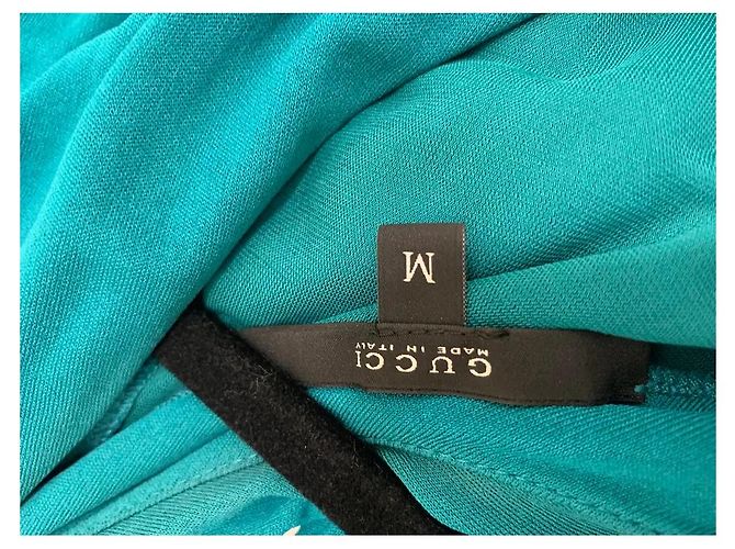 Gucci Ein-Schulter Maxi-Kleid Grün Viskose - Ansicht 8