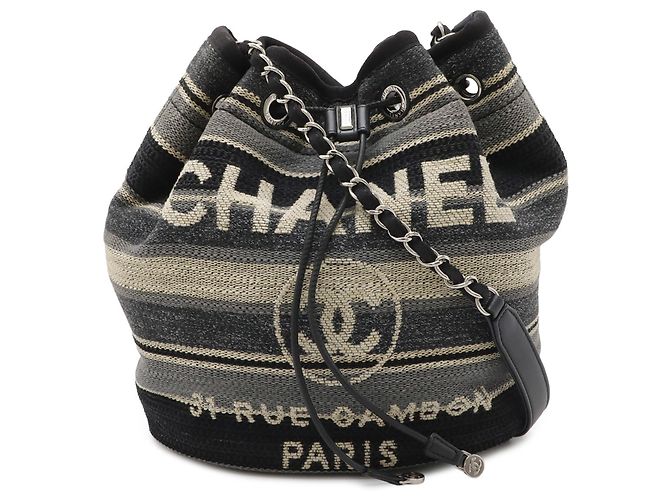 Borsa a Spalla Deauville Border di CHANEL Nero Multicolore - vista 2