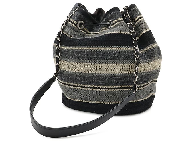 Borsa a Spalla Deauville Border di CHANEL Nero Multicolore - vista 3
