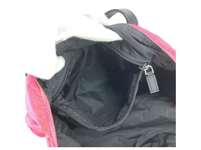 Tote Borsa 2 in 1 con placca logo triangolare PRADA Nero Rosa - vista 14