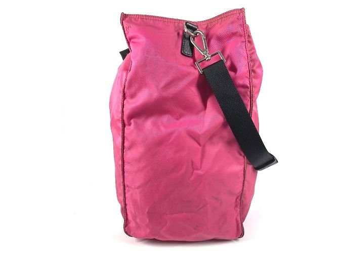 Tote Borsa 2 in 1 con placca logo triangolare PRADA Nero Rosa - vista 4
