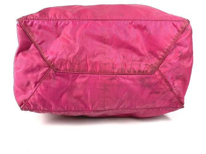 Tote Borsa 2 in 1 con placca logo triangolare PRADA Nero Rosa - vista 5