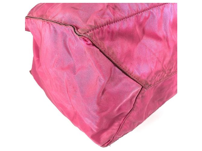 Tote Borsa 2 in 1 con placca logo triangolare PRADA Nero Rosa - vista 7