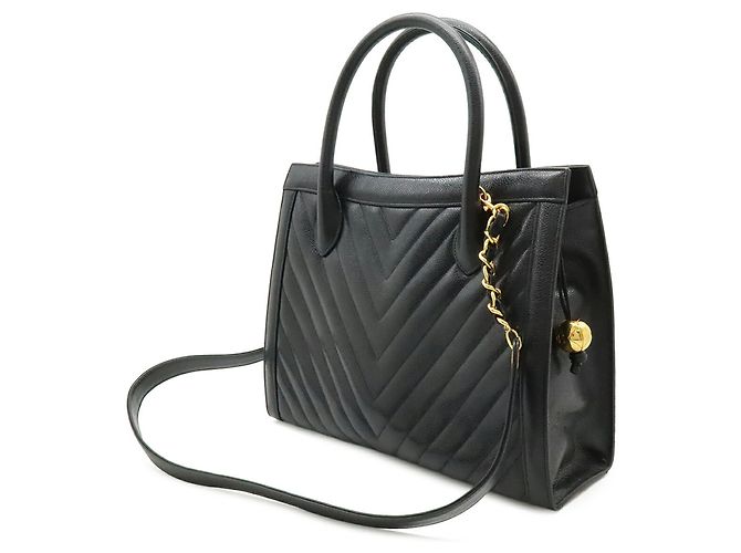 Sac à main Chanel Chevron V-Stitch Noir - vue 3
