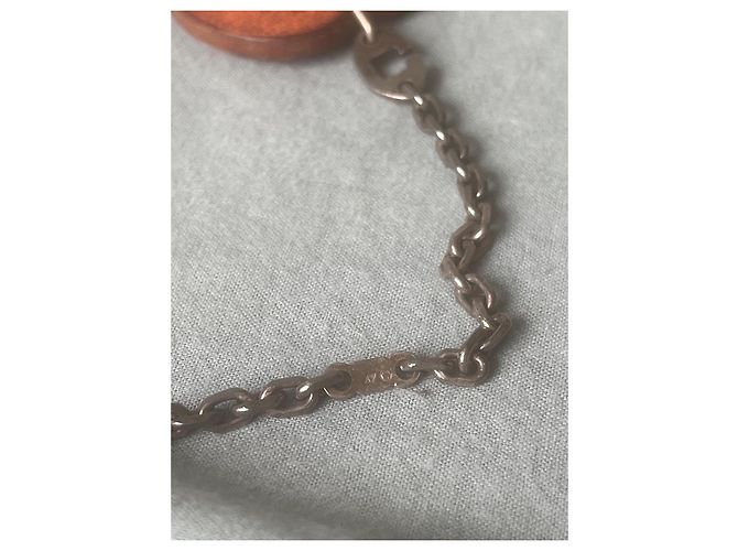 Charm per borsa Hermès L'Arancia in pelle catena argento Arancione - vista 11