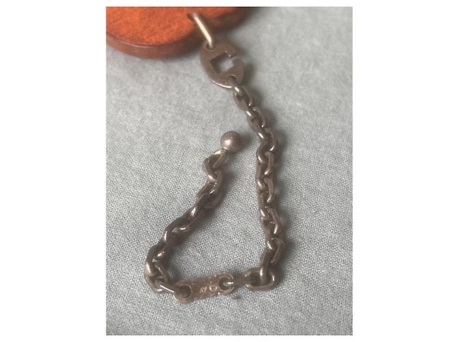 Charm per borsa Hermès L'Arancia in pelle catena argento Arancione - vista 12