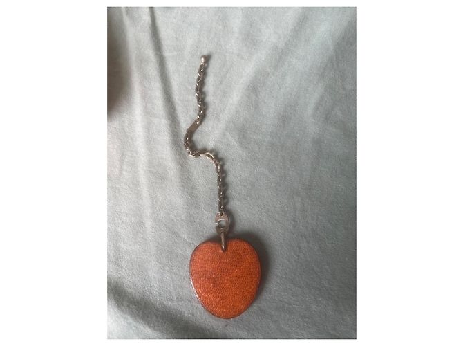 Charm per borsa Hermès L'Arancia in pelle catena argento Arancione - vista 3
