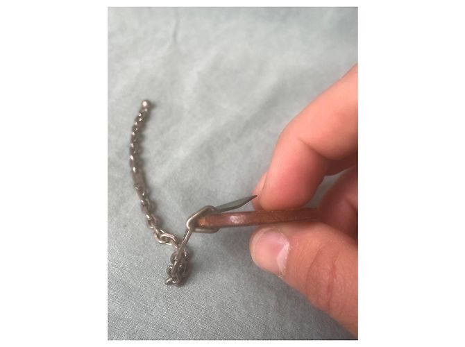 Charm per borsa Hermès L'Arancia in pelle catena argento Arancione - vista 5