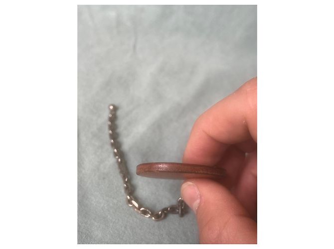 Charm per borsa Hermès L'Arancia in pelle catena argento Arancione - vista 8