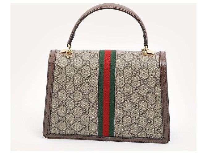 Borsa Gucci Ophidia Top Handle Flap in tela GG Supreme Marrone - vista 2