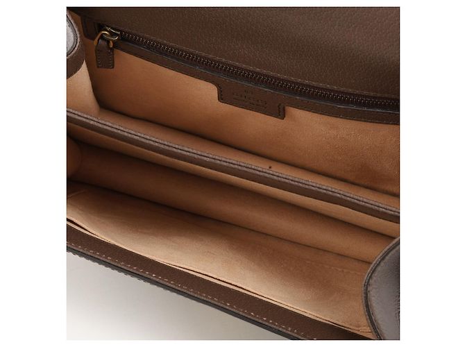 Borsa Gucci Ophidia Top Handle Flap in tela GG Supreme Marrone - vista 3