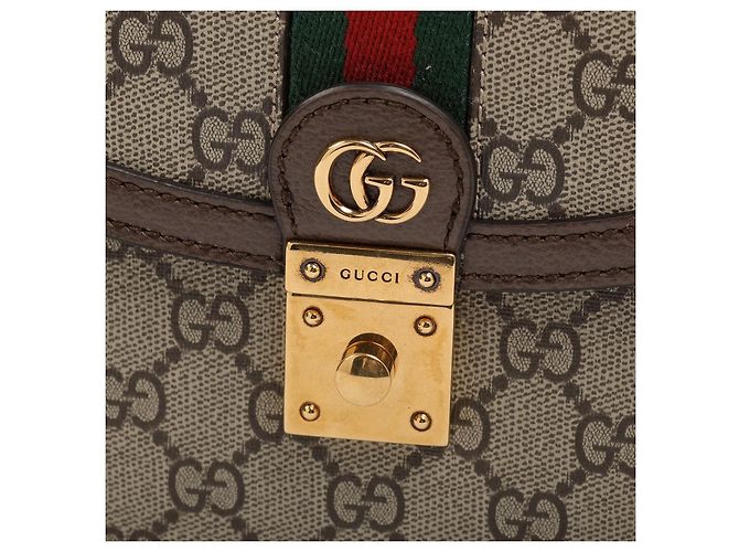 Borsa Gucci Ophidia Top Handle Flap in tela GG Supreme Marrone - vista 4