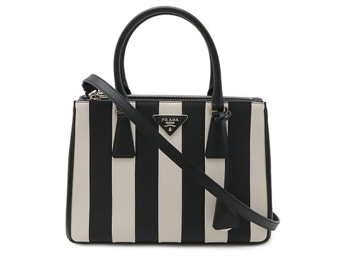 Bolso de mano triangular a rayas Galleria de Prada Negro Blanco - vista 2