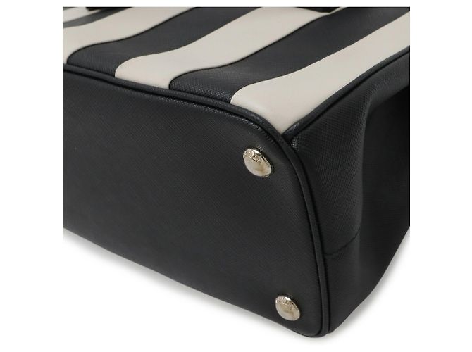 Bolso de mano triangular a rayas Galleria de Prada Negro Blanco - vista 4