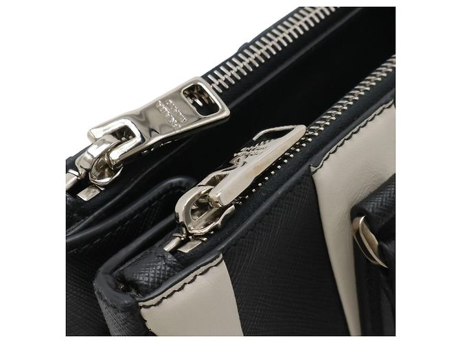 Bolso de mano triangular a rayas Galleria de Prada Negro Blanco - vista 5