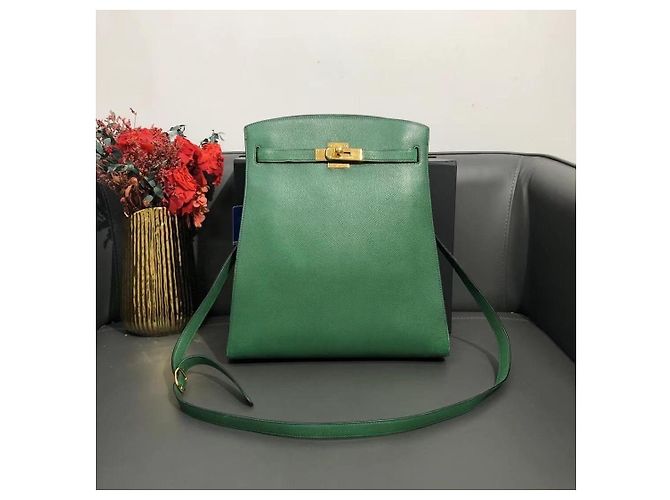 Hermès Kelly Sport Verde Smeraldo Pelle Epsom GM - vista 7