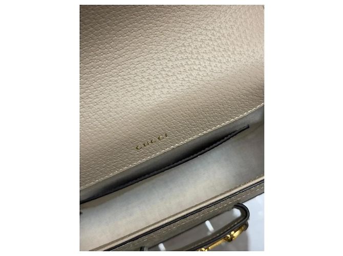 Borsa Gucci 1955 Horsebit in tela beige - vista 3