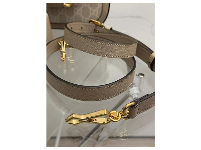 Borsa Gucci 1955 Horsebit in tela beige - vista 7