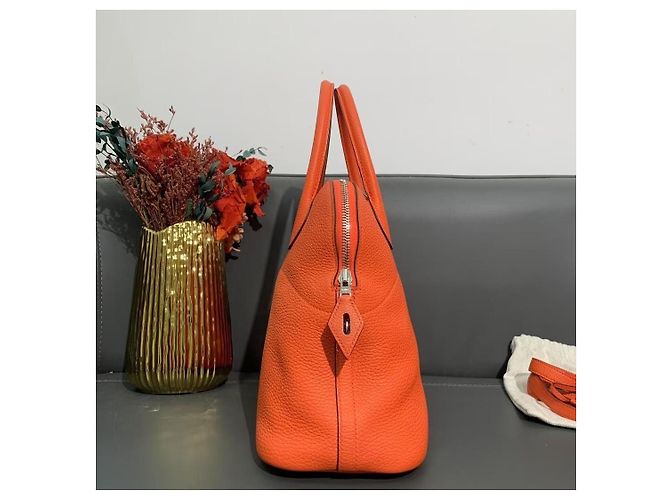 Borsa Hermès Lovecraft 31 in pelle Arancio Arancione - vista 3