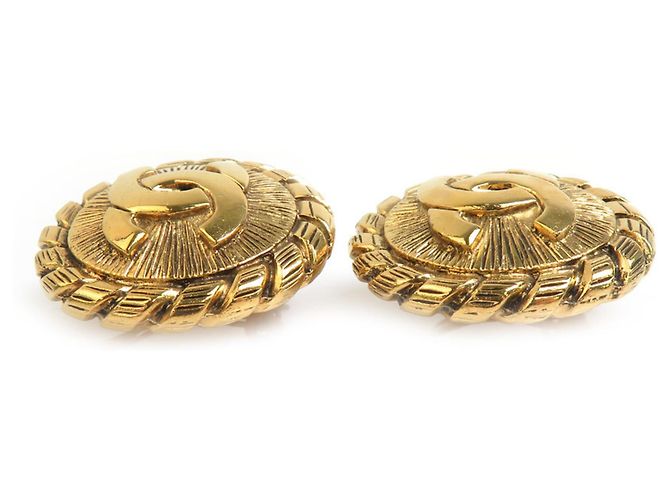 Vintage Metall Gold Clip Ohrringe von Chanel Golden - Ansicht 3