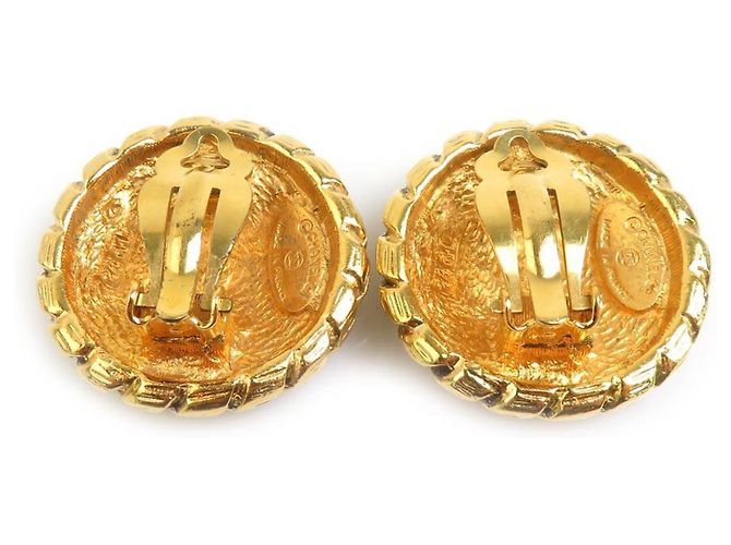 Vintage Metall Gold Clip Ohrringe von Chanel Golden - Ansicht 5