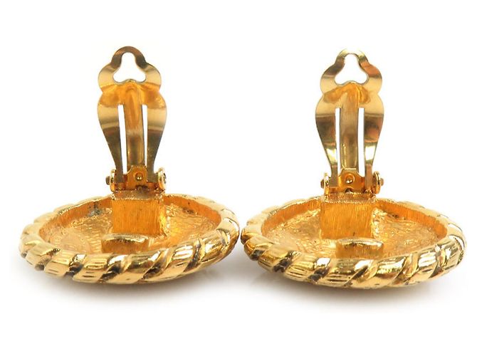 Vintage Metall Gold Clip Ohrringe von Chanel Golden - Ansicht 6