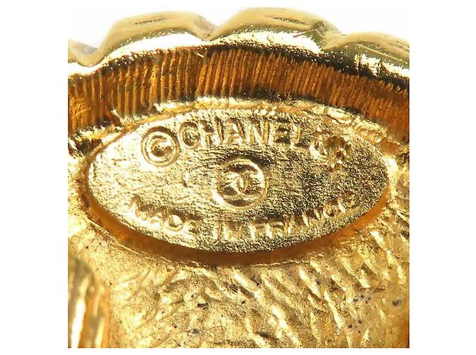 Vintage Metall Gold Clip Ohrringe von Chanel Golden - Ansicht 8