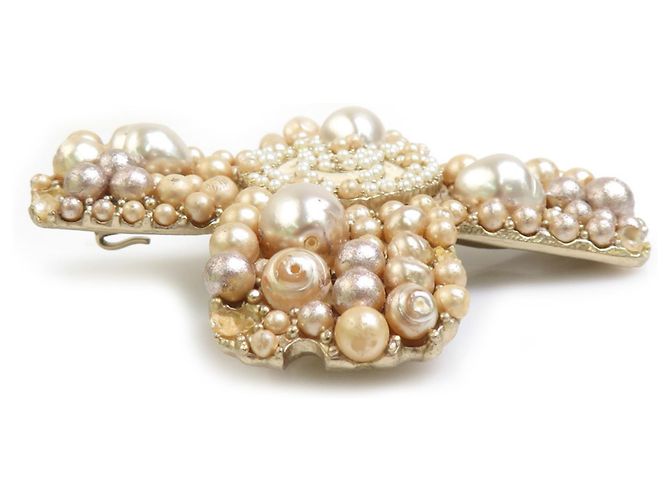 Chanel Goldbrosche mit Kunstperle Golden - Ansicht 3