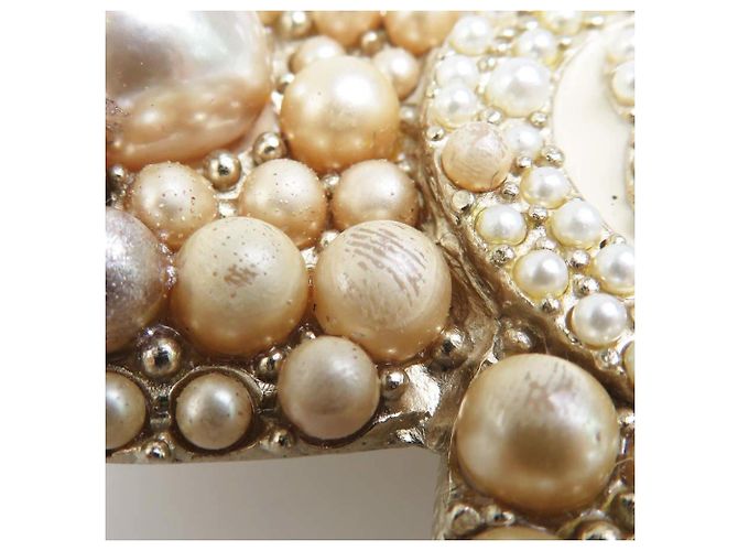 Chanel Goldbrosche mit Kunstperle Golden - Ansicht 5