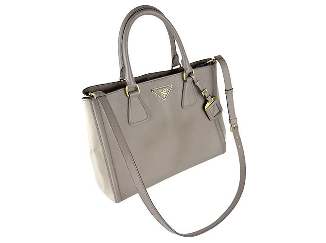 Borsa a spalla in pelle grigia Prada Marrone - vista 11