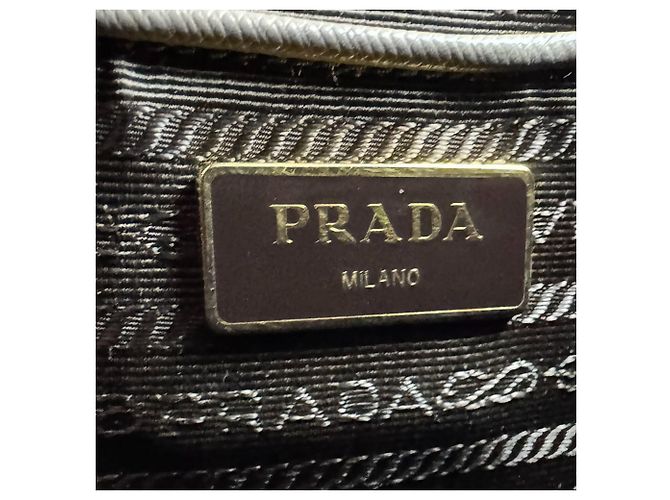 Borsa a spalla in pelle grigia Prada Marrone - vista 13