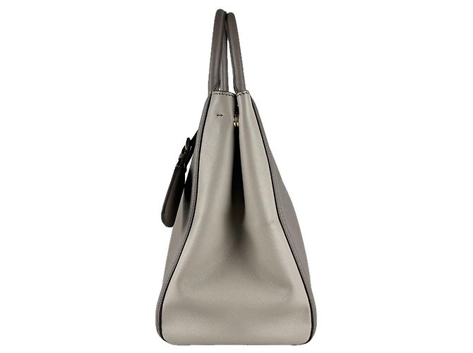 Borsa a spalla in pelle grigia Prada Marrone - vista 2
