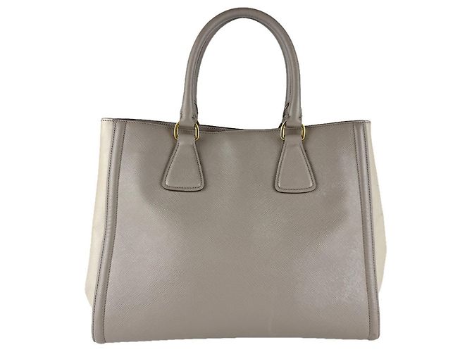 Borsa a spalla in pelle grigia Prada Marrone - vista 3