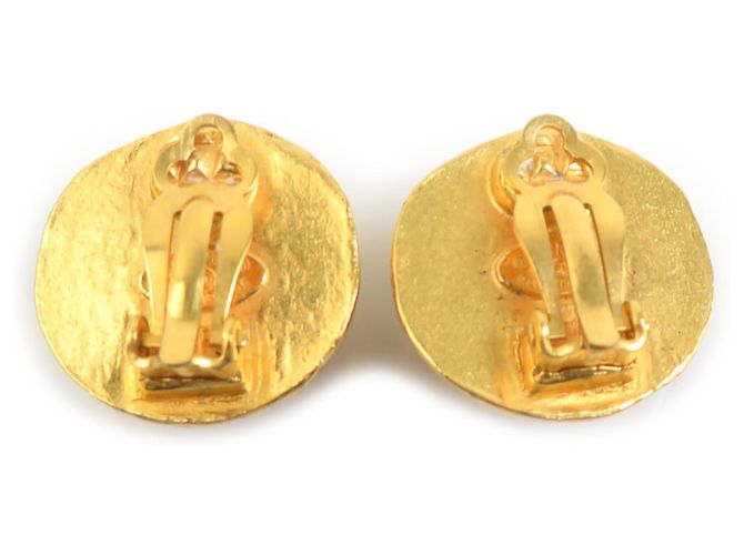Timeless Vintage Metall Gold Clip Ohrringe von Chanel Golden - Ansicht 5